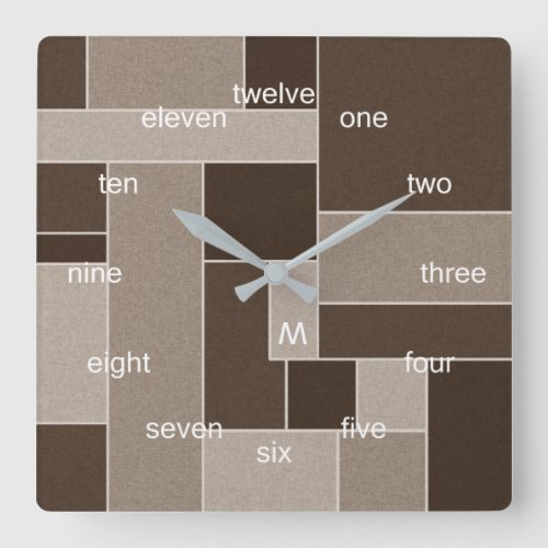 Modern Mondrian Neutrals Square Wall Clock