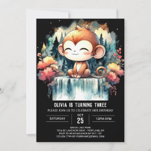 Modern Monkey Birthday Invitation