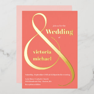 Modern Monochromatic Ampersand  Foil Invitation