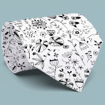 Modern Monochrome Black and White Wild Flower Neck Tie<br><div class="desc">Modern inky drawings of wild flowers.</div>