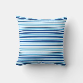 Modern Monochrome Blue Stripes Throw Pillow