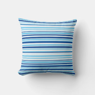 Modern Monochrome Blue Stripes Throw Pillow