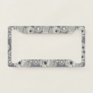 Modern Monochrome Dandelion License Plate Frame