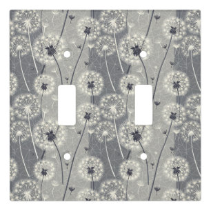 Modern Monochrome Dandelion Light Switch Cover