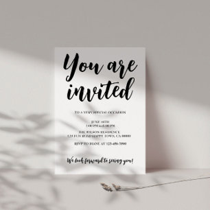 Modern Monochrome General Party Black Text Invitation