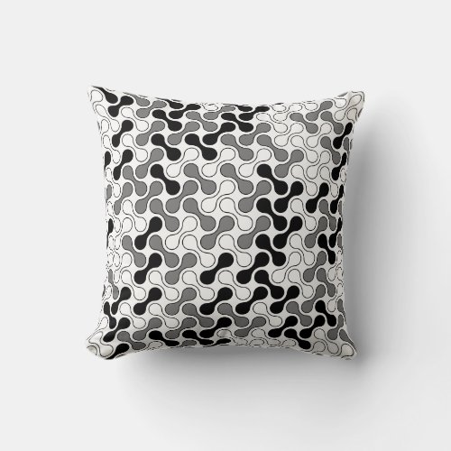 Modern Monochrome Geometric Metaball Pattern Throw Pillow