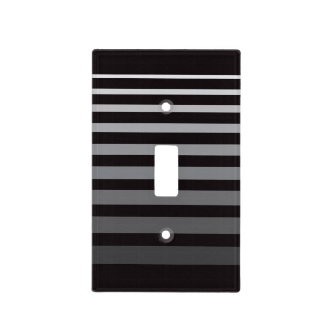 Modern Monochrome Gradient Stripes Light Switch Cover (Front)