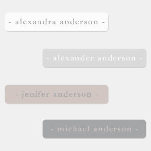Modern Monochrome Gray Waterproof Name Labels