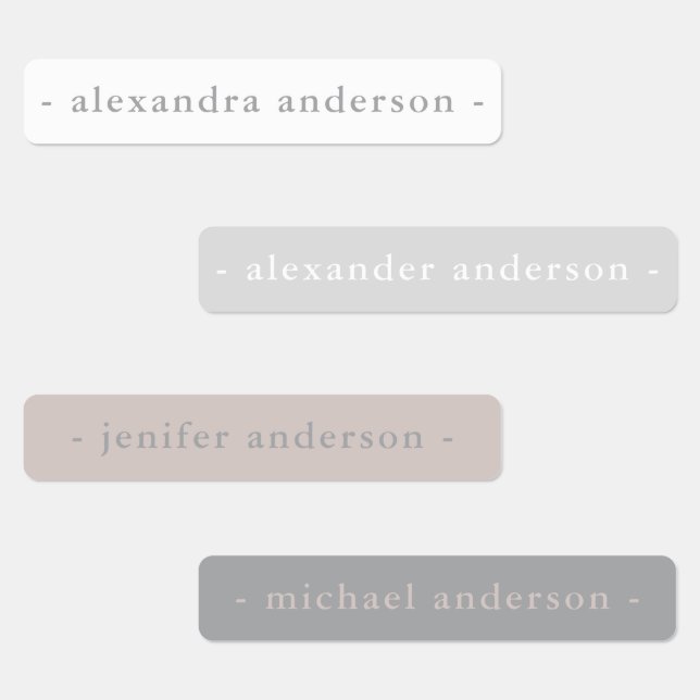 Modern Monochrome Gray Waterproof Name Labels (Group)