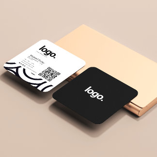 Modern Monochrome Professional QR Code Square Business Card
