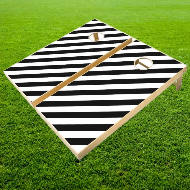 Modern Monochrome Stripe Design Cornhole Set (Creator Uploaded)