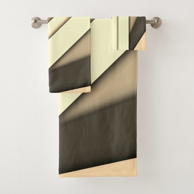 Modern Monochrome Tan Bath Towel Set (Insitu)