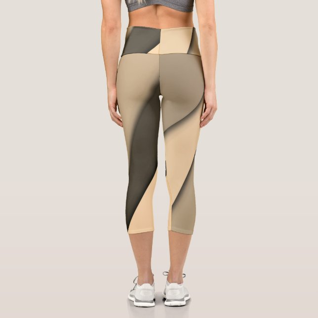 Modern Monochrome Tan Capri Leggings (Back)