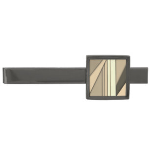 Modern Monochrome Tan Gunmetal Finish Tie Bar