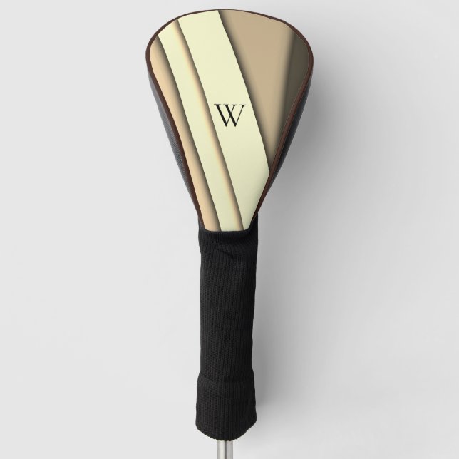 Modern Monochrome Tan Initial Golf Head Cover (Front)