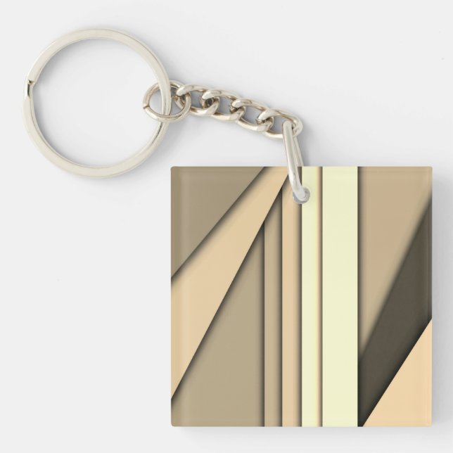 Modern Monochrome Tan Keychain (Front)