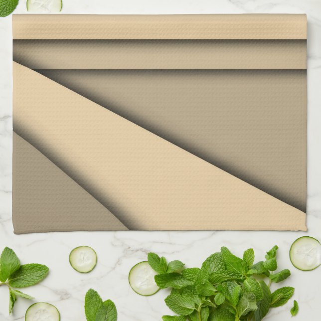 Modern Monochrome Tan Kitchen Towel (Folded)