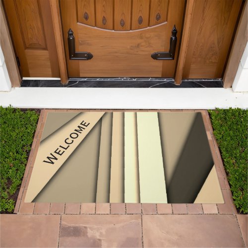 Modern Monochrome Tan Welcome Doormat