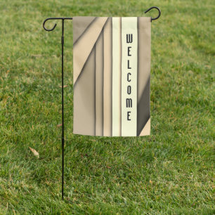 Modern Monochrome Tan Welcome Garden Flag