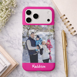 Modern Monogram 1 Photo Hot Pink iPhone 17 Pro Max Case