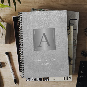 Modern monogram 2026 professional silver elegant planner