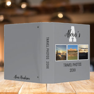 Modern Monogram 3 Photo Travel Photos 20XX Ring Binder