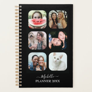 Modern Monogram 6 Photo Black  Planner