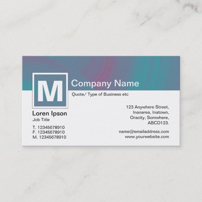 Modern Monogram - Abstract Wheels - Colors Business Card (Front)
