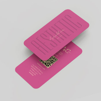 Modern Monogram Aesthetic Aesthetician Pink Gold Business Card by GOODSY at Zazzle