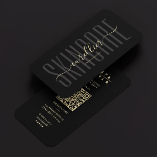 Modern Monogram Aesthetic Black Skincare Business Card