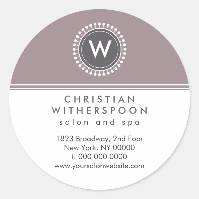 Modern Monogram Aesthetic Classic Round Sticker (Front)