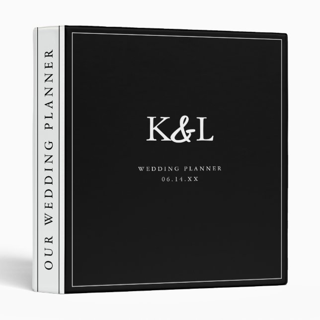 Modern Monogram Ampersand Wedding Planner 3 Ring Binder (Front/Spine)