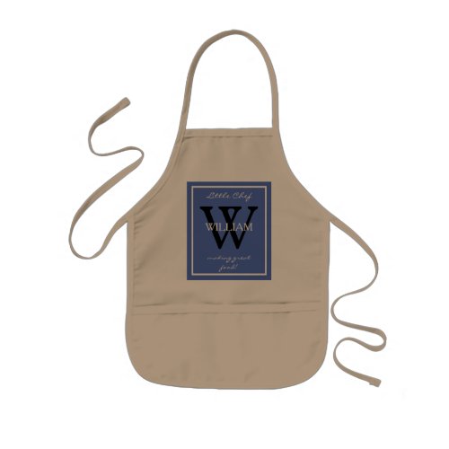 Modern Monogram And Chefs NAME making great food Kids Apron
