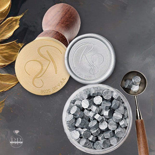 Modern Monogram and Date  Wax Seal Stamp (Creator Uploaded)