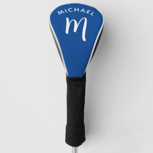 Modern Monogram and Name Custom Blue Golf Head Cover