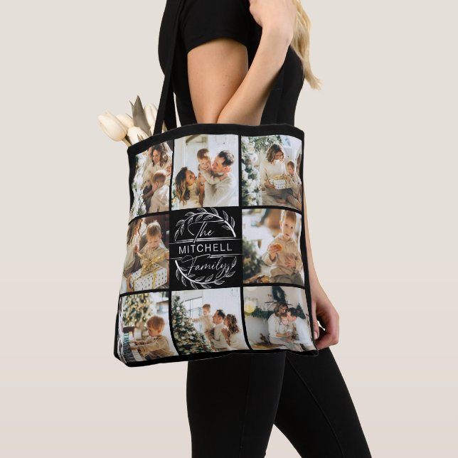 Modern Monogram and Photo Collage Personalized Tot Tote Bag (Close Up)