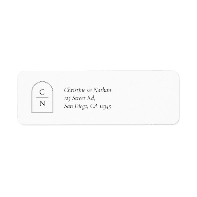 Modern Monogram Arch Return Address Label (Front)