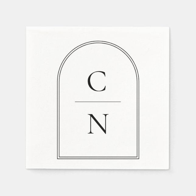 Modern Monogram Arch Wedding  Napkins (Front)