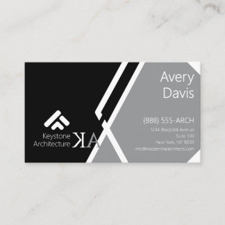 Modern Monogram Architect Bold Black & Gray Business Card