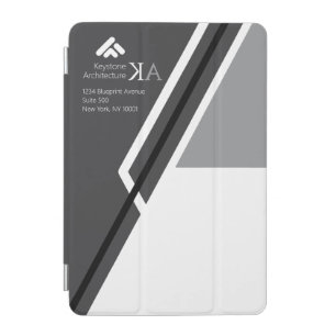 Modern Monogram Architect Bold Black & Gray iPad Mini Cover