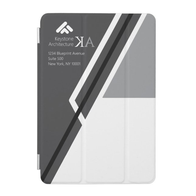 Modern Monogram Architect Bold Black & Gray iPad Mini Cover (Front)