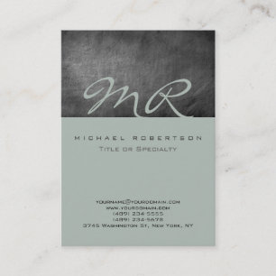 Modern Monogram Ash Gray Chalkboard Business Card