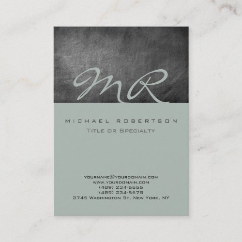 Modern Monogram Ash Gray Chalkboard Business Card