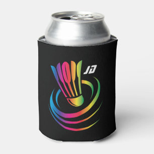 Modern Monogram Badminton Shuttlecock Can Cooler