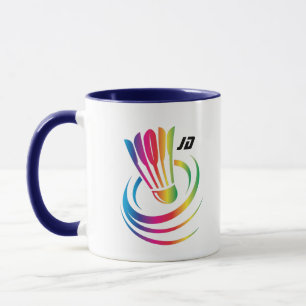 Modern Monogram Badminton Shuttlecock Mug