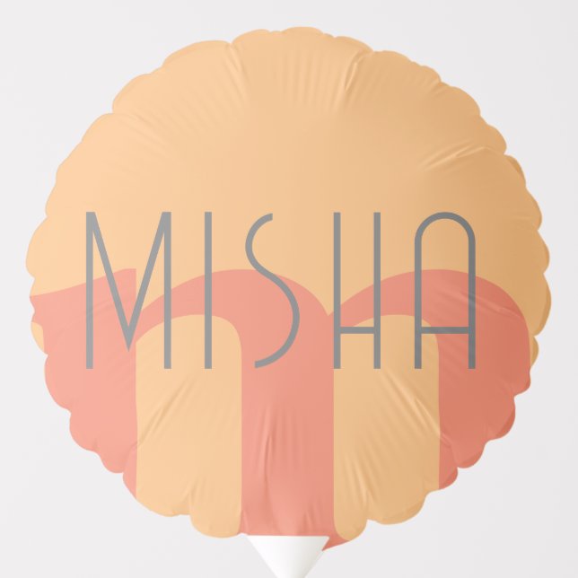 Modern Monogram Balloon – Peach Coral Name Custom (Front)