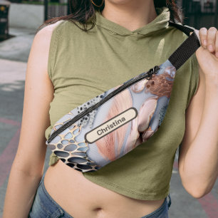 Modern Monogram Beach Vibe Seashells Fanny Pack