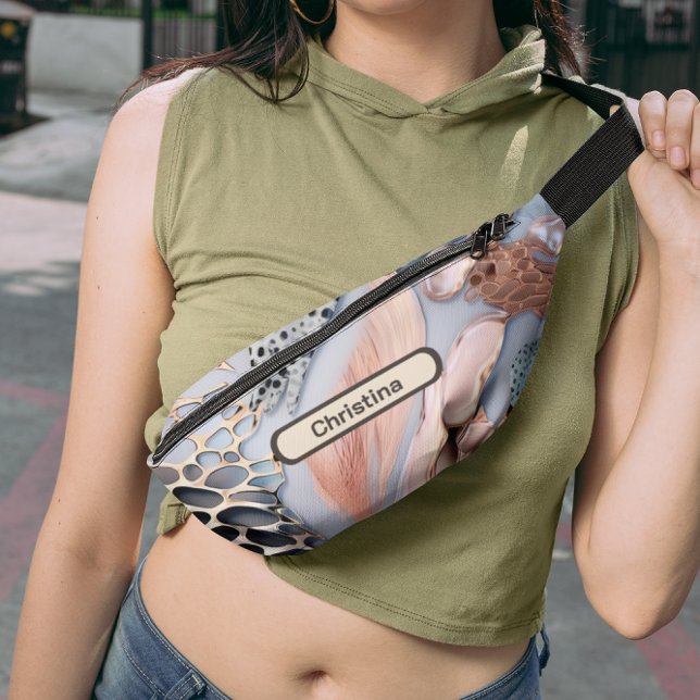 Modern Monogram Beach Vibe Seashells  Fanny Pack (Creator Uploaded)