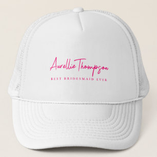 Modern Monogram Best Bridesmaid Ever Pink Trucker Hat