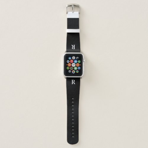 Modern Monogram Black and White Apple Watch Band